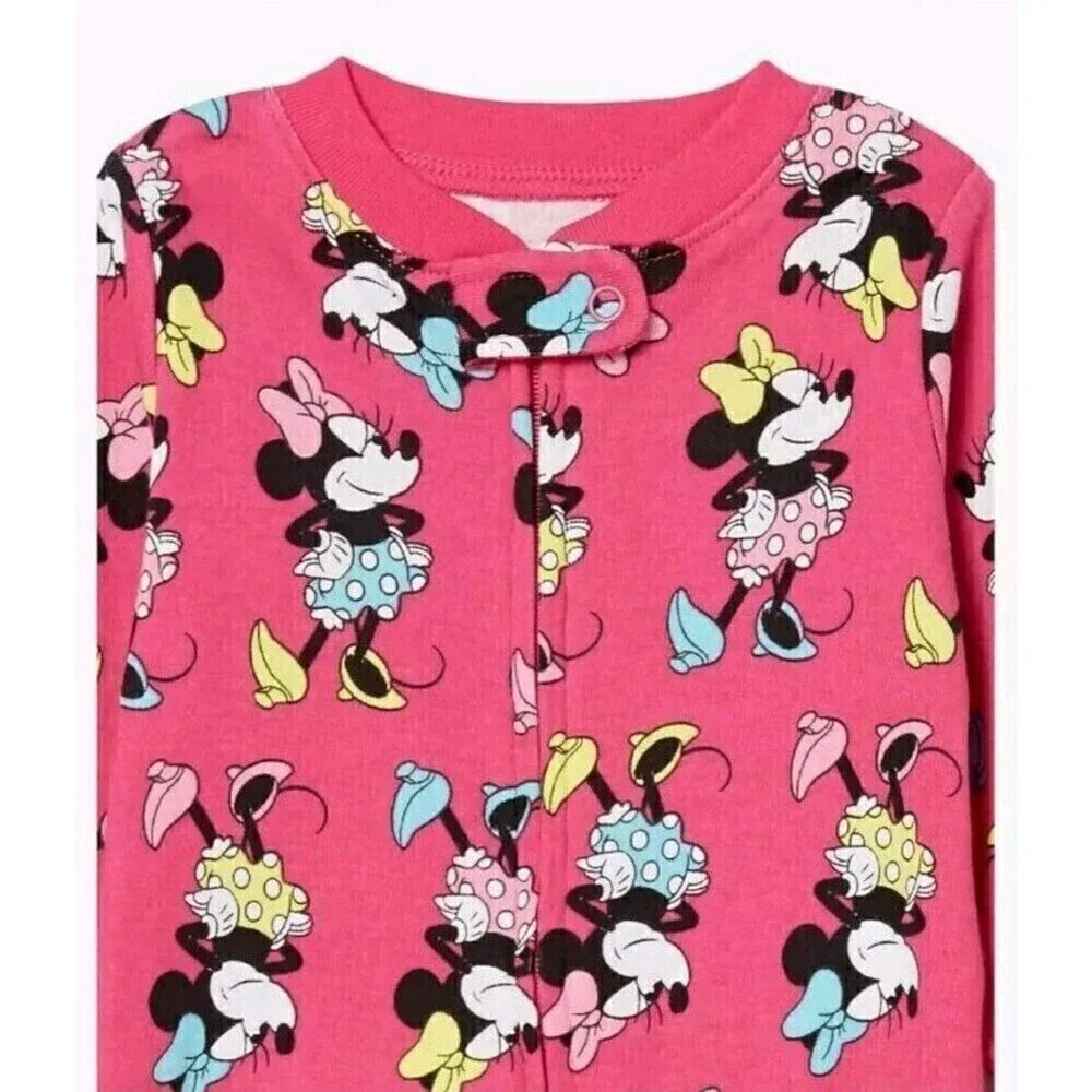 Disney Minnie Mouse Snug Fit Cotton Footed Pajamas Pink 18M